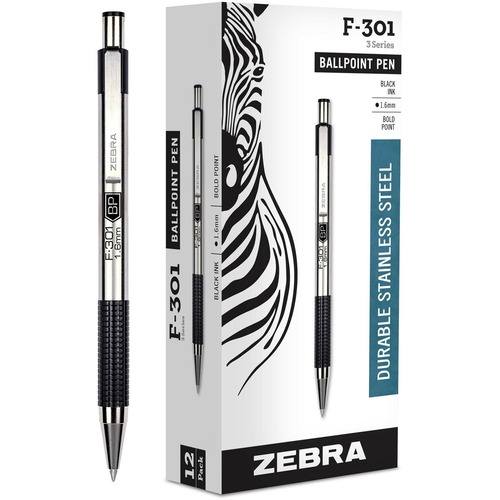 Pen, Ballpoint, F-301, Retractable, 1.6, Black 12/DZ