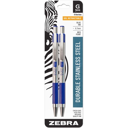 Pen, Gel, Retractable, 0.7 Millimeter, Blue 2/PK