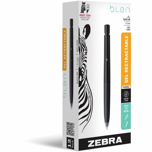 Pen, Retractable, Gel, 0.7 Millimeter, Black, Black 12/DZ