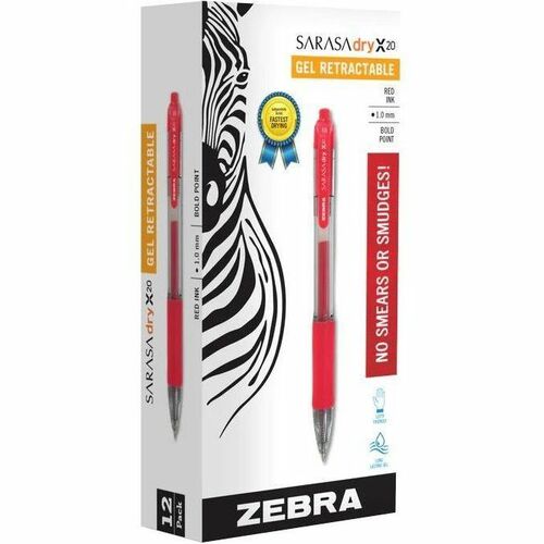 Pen, Gel, Retractable, 1mm, Sarasa, Red 12/DZ