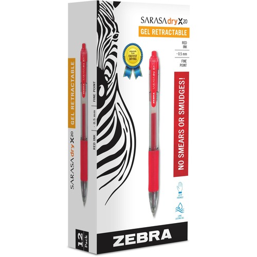 Pen, Gel, Sarasa, Retractable, 0.5 Millimeter, Red 12/DZ