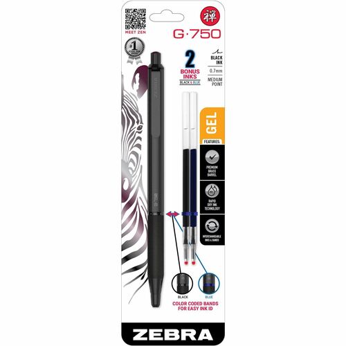 Pen, Gel, Retractable, 0.7 Millimeter, Black