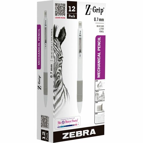 Pencil, Mech, 0.7 Millimeter, White 12/DZ
