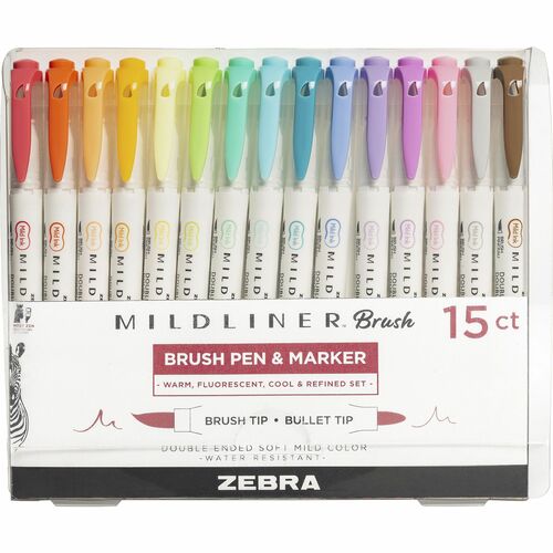 Marker, Brush, Dual-End, Assorted 15/PK