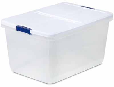 66QT WHT/BLU Latch Bin