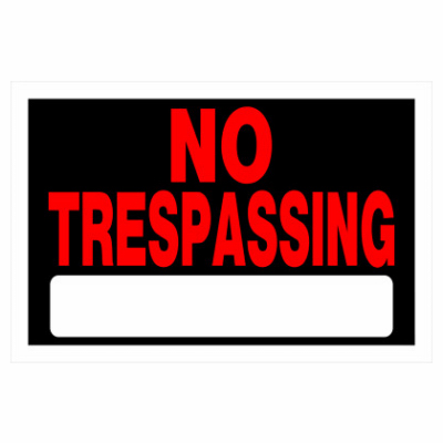 8x12 BLK/RED Tresp Sign