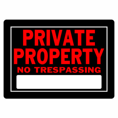 10x14 PrivProp Sign BLK