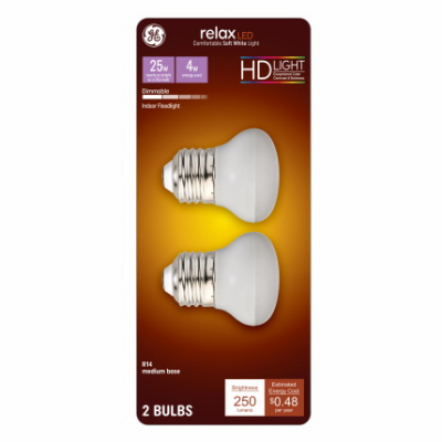 GE 2PK LED 4W R14 Bulb