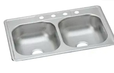 33" x 22" Stainless Steel Double Bowl Kitchen Sink