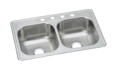 33 x 22 x 8-1/16 Stainless Steel Double Sink