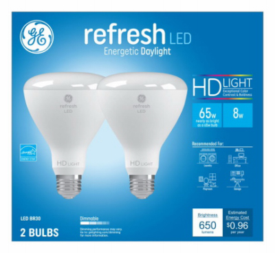 GE 2PK 8W BR30 MB Bulb