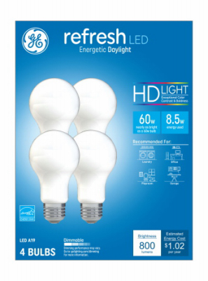 GE 4PK 8.5W A19 Bulb