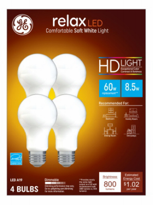 GE 4PK 8.5W A19 Bulb