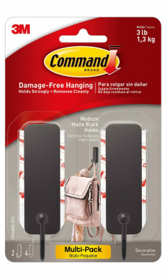 2PK MED Matte BLK Hook