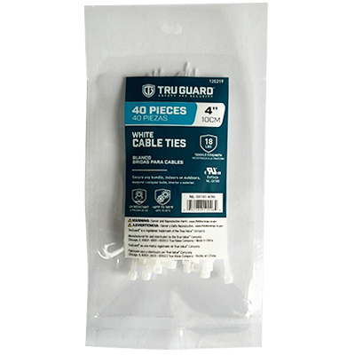 TG 40PK 4"WHT Cable Tie