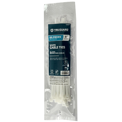 TG 20PK 8"WHT Cable Tie