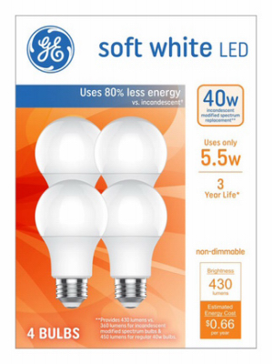4PK 5.5W A19 MB Bulb