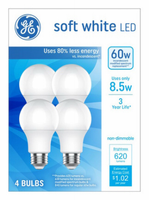 4PK 8.5W A19 MB Bulb