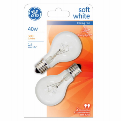 GE2PK WHT Ceil Fan Bulb