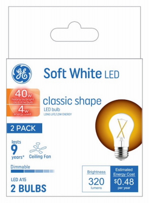 GE 2PK 4W CLR Fan Bulb