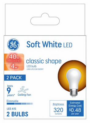 GE 2PK 4W WHT Fan Bulb