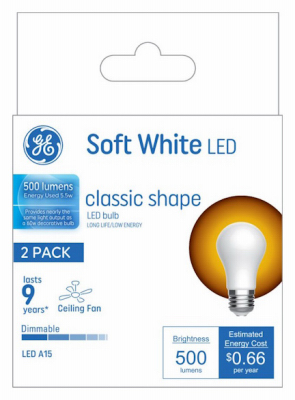 GE 2PK 5.5W WH Fan Bulb