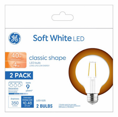 GE 2PK 4W CLR G25 Bulb