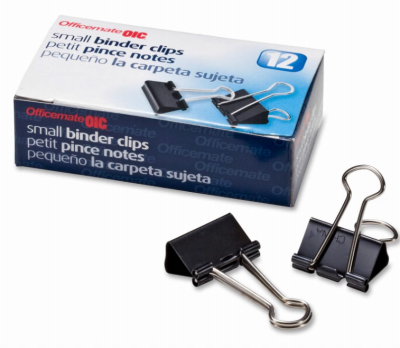 12PK SM Binder Clips