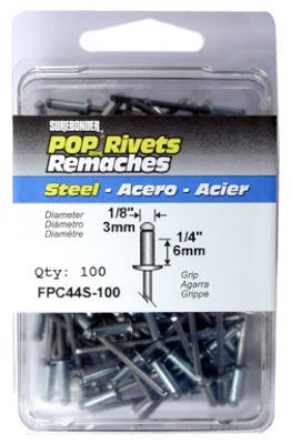 100PK 1/8"D STL Rivet
