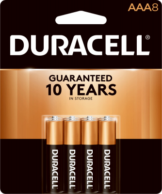 Duracell Alkaline Batteries, AAA, 8/Pack