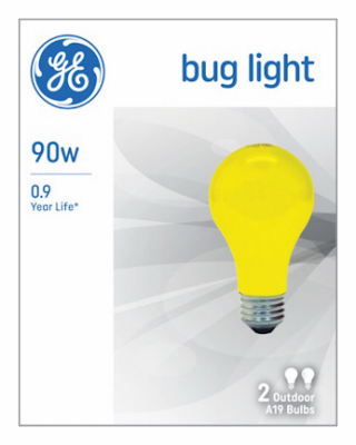 GE 2PK 90W YEL Bug Bulb