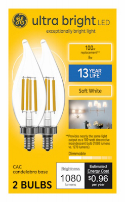 2PK 8W CB Candle Bulb