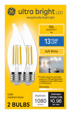 2PK 8W MB Candle Bulb