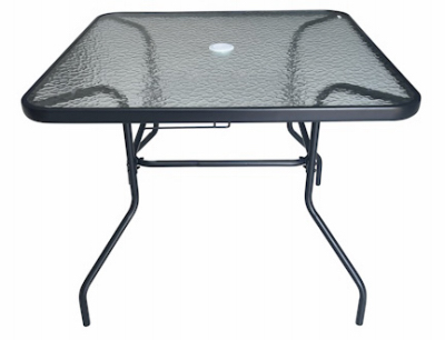 35" SQ BLK GLS Table