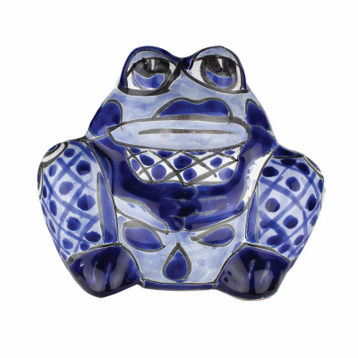 7" BLU/WHT Frog Planter