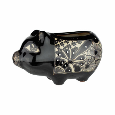 6" BLK Pig Planter