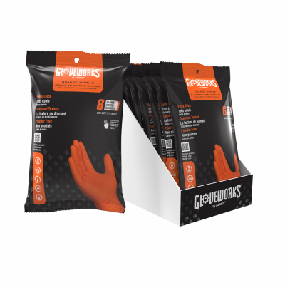 6PK ORG Nitrile Glove