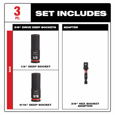 3PC 3/8" Socket Set