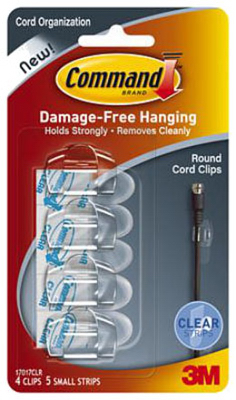 4PK CLR RND Cord Clip