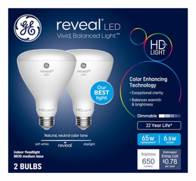 GE 2PK 7W BR30 HD Bulb