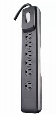 4' BLK 6-Outlet Cord