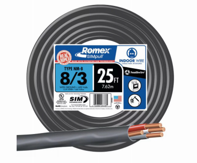25' 8-3 NMW/G Wire