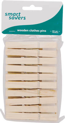 SS 20PK WD Clothespins