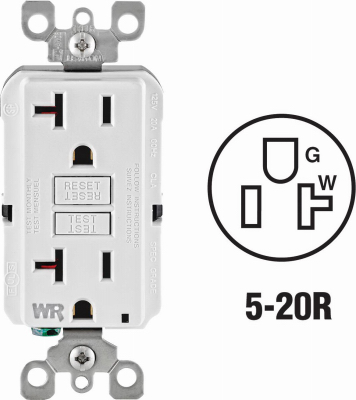 WHT 20A TR GFCI OUTLET