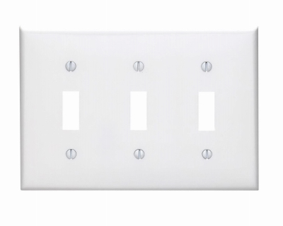 WHT 3-TOGGLE WALL PLATE