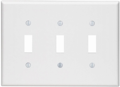 WHT 3-TOGGLE WALL PLATE
