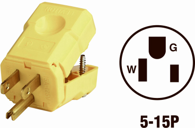 15A YEL NYLON CORD PLUG