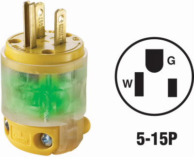 15A YLW GRD CORD PLUG