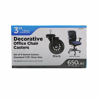 5PK 3" BLK Chair Caster
