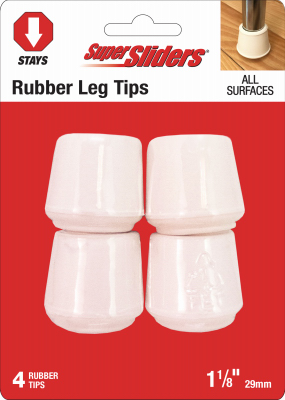 4PK 1-1/8" WHT Leg Tips